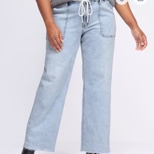 Casual Light Blue Wide Leg Jeans